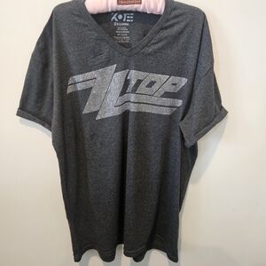 KOE Women's Short Sleeve Grey ZZ TOP In Faux Silver Rhinestones, 2XL
